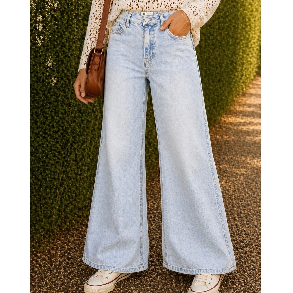 REgeneration Celebrity‎ Pink Womens High Rise Baggy Wide Leg Jeans Light Wash 11